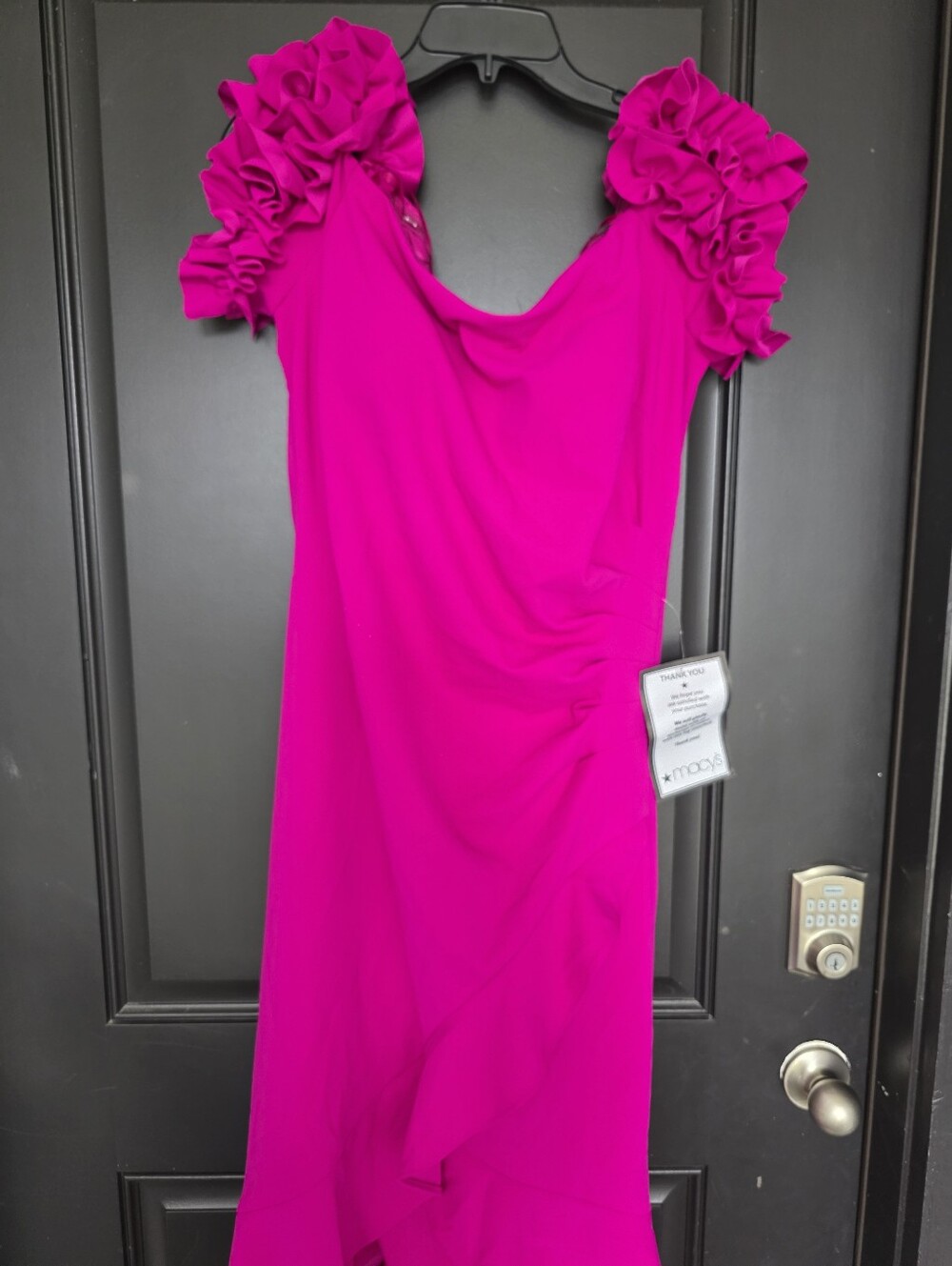 NWT Xscape Fuchsia Ruffle Sleeve Midi Dress Size 16 Cocktail Party Wedding $249 - Picture 3 of 11